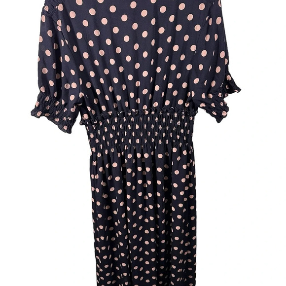 Kate and Lily Navy Blue Polka‎ Dot Simi Sheer Button Front Dress NWT Size 10 - Picture 2 of 4